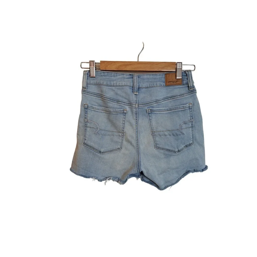 American Eagle Stretch Hi-Rise Shortie Light Wash Jean Shorts W 26 - Picture 2 of 7